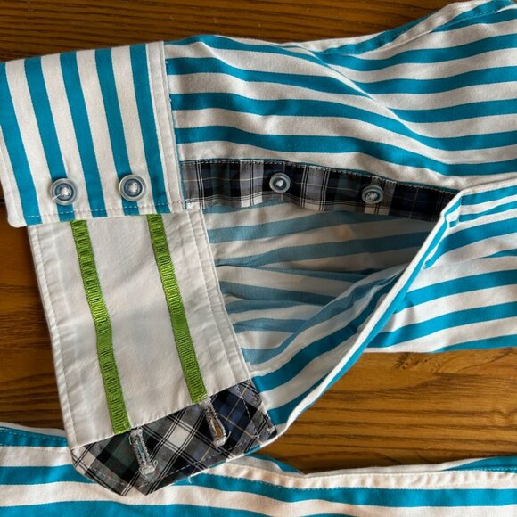 Robert Graham blue striped button down size XL - Picture 7 of 9